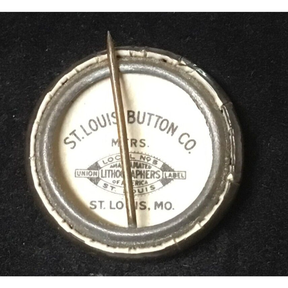 Main Booster Club Black Button Pin Pinback St Louis Button Co 793A - Picture 2 of 2